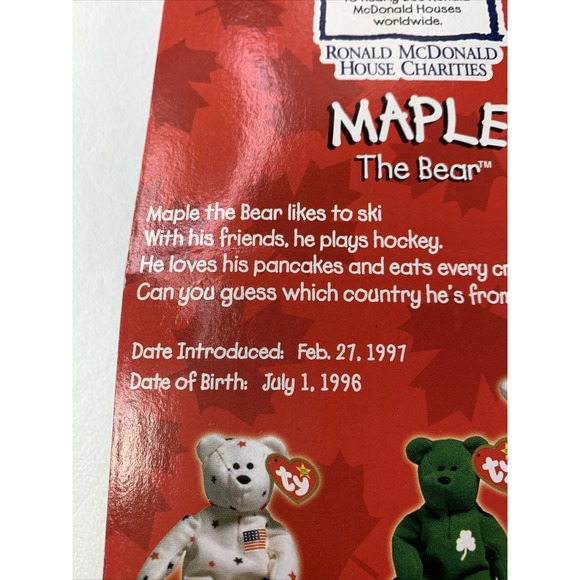 Maple the Bear Beanie Baby WITH RARE ERRORS Damaged Bubble - Picture 6 of 12